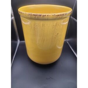 DE SILVA Terracotta Golden Yellow Utensil Holder Rustic  Crock Italy Farmhouse